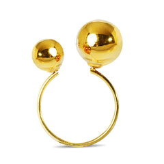 LADIES RING WITH DOUBLE BALLS 18K YG