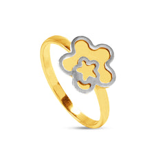 DOUBLE STAR TWO-TONE LADIES RING IN 18K GOLD