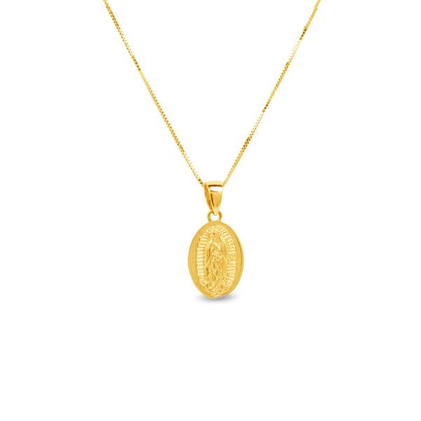 OUR LADY OF GUADALUPE PENDANT WITH CHAIN IN 18K YELLOW GOLD