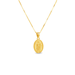 OUR LADY OF GUADALUPE PENDANT WITH CHAIN IN 18K YELLOW GOLD