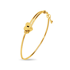 HEART AND KEY BANGLE BRACELET IN 18K YELLOW GOLD