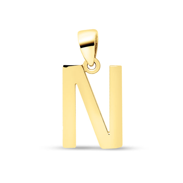 LETTER "N" PENDANT IN 18K YELLOW GOLD