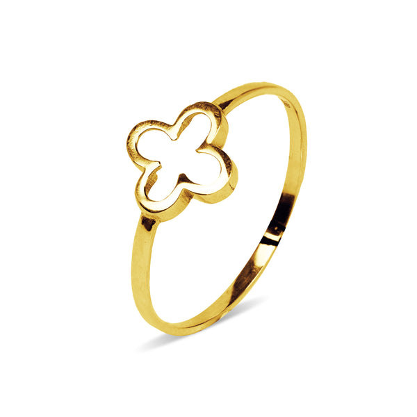 LADIES RING CLOVER DESIGN IN 18K YELLOW GOLD