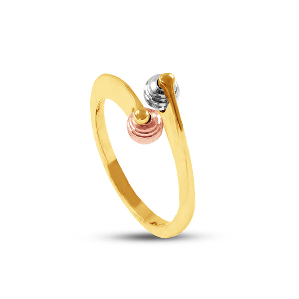 TRI-COLOR BALL RING IN 18K GOLD