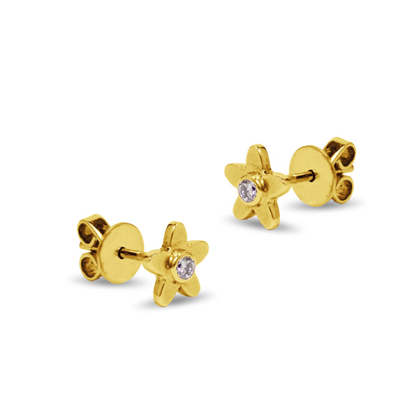 STAR EARRINGS WITH DIAMOND IN 14K YELLOW GOLD