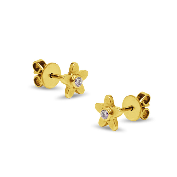 STAR EARRINGS WITH DIAMOND IN 14K YELLOW GOLD