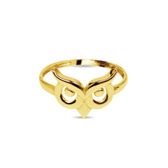 LADIES RING OWL IN 18K YELLOW GOLD