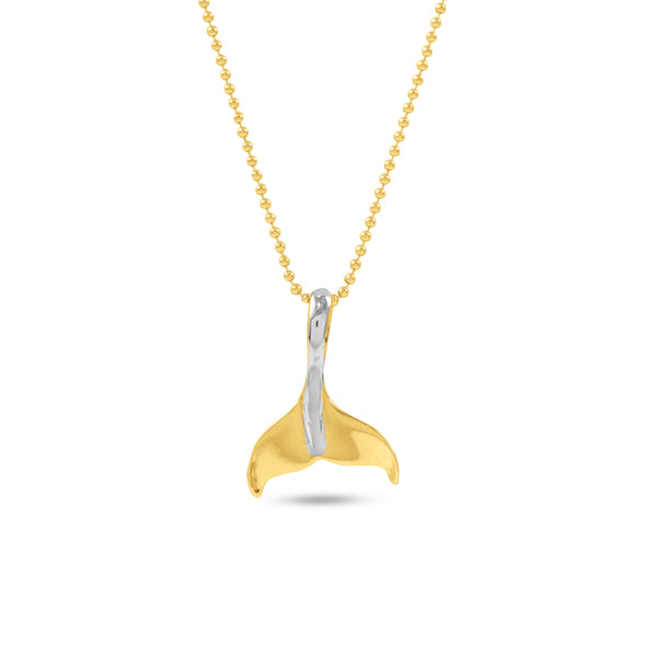 FISH TAIL PENDANT TWO-TONE WITH CHAIN IN 18K GOLD
