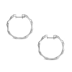 BAMBOO CREOLLA EARRINGS WITH DIAMONDS IN 14K WHITE GOLD