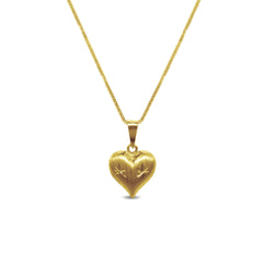 HEART PENDANT WITH FOXTAIL CHAIN IN 18K YELLOW GOLD