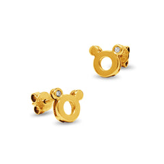 MICKEY MOUSE SHAPE EARRINGS WITH DIAMONDS IN 14K YELLOW GOLD