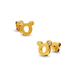 MICKEY MOUSE SHAPE EARRINGS WITH DIAMONDS IN 14K YELLOW GOLD
