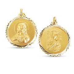 SACRED HEART AND PERPETUAL HELP IN 18K YELLOW GOLD  (35mm)