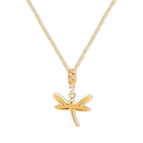 DRAGONFLY PENDANT WITH FOXTAIL CHAIN IN 18K YELLOW GOLD
