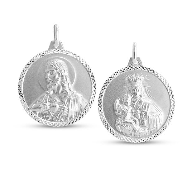 SACRED HEART & CARMEL IN 14K WHITE GOLD