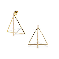 DANGLING TRIANGLE EARRINGS W/ DIAMONDS IN 14K YELLOW GOLD