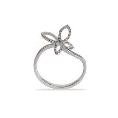 BUTTERFLY DIAMOND PINKY RING IN 14K WHITE GOLD
