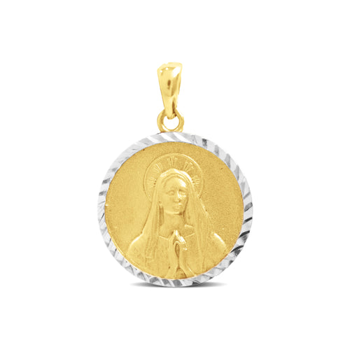 HOLY VIRGIN MARY MEDAL IN 14K TWO-TONE GOLD