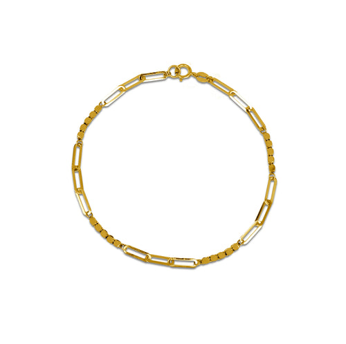 PAPER CLIP WITH LINKS BRACELET IN 18K YELLOW GOLD