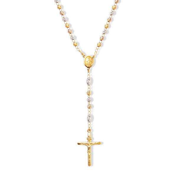 ROSARY NECKLACE TRI-COLOR IN 18K GOLD