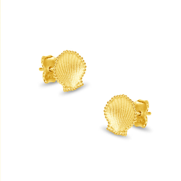 SEA SHELL STUD EARRINGS IN 18K YELLOW GOLD