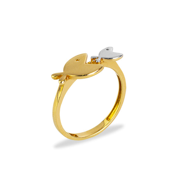 Sold at Auction: 18kt Gold & Diamante Stone Fish Ring