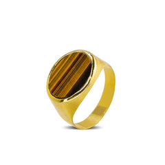 OVAL GLOSSY SURFACE SIGNET RING IN 18K