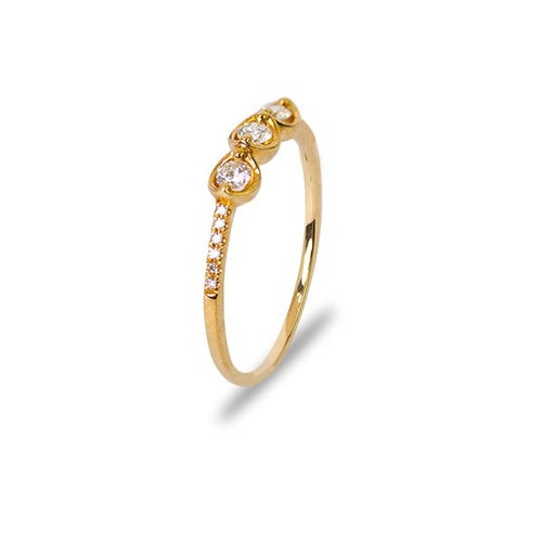 BEZEL DIAMOND RING WITH SIDE STONES IN 14K YELLOW GOLD