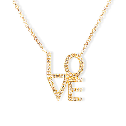 LOVE WITH DIAMOND CHOKER  NECKLACE IN 14K YELLOW GOLD