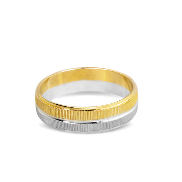 WEDDING RING CENTER LINE TWO-TONE IN 18K GOLD