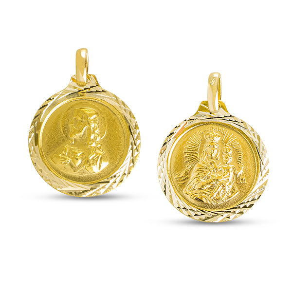 SACRED HEART & MOUNT CARMEL IN 18K  YELLOW GOLD (28mm)