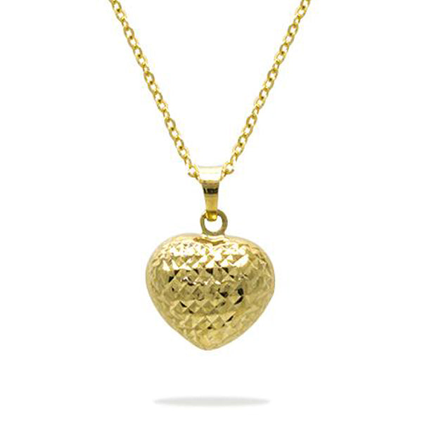 HEART DIAMOND CUT PENDANT WITH CHAIN IN 18K YELLOW GOLD