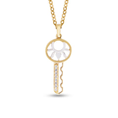 KEY PENDANT TWO-TONE WITH CHAIN IN 18K GOLD