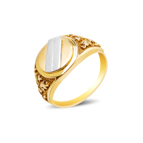 MEN'S RING TWO TONE WITH DESIGN IN 18K GOLD