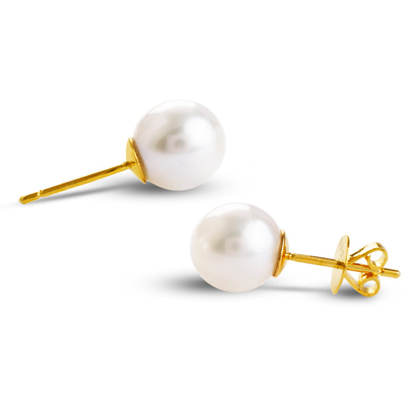 SOUTH SEA PEARL 9.6-9.7mm EARRINGS 14K GOLD