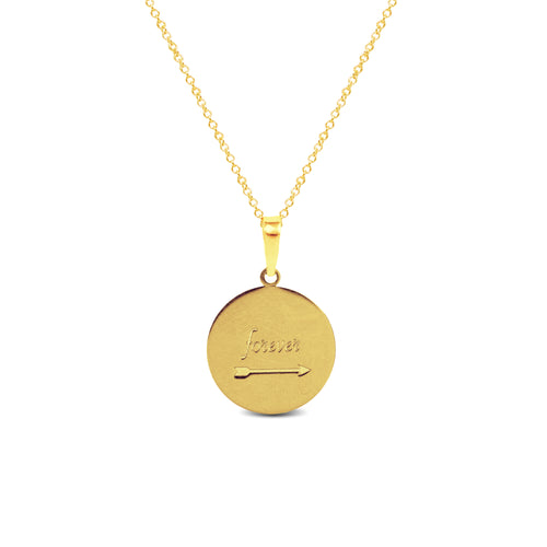 FOREVER PENDANT WITH FINE CABLE CHAIN IN 18K YELLOW GOLD