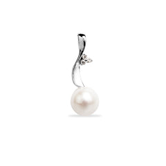 PEARL PENDANT FRESH WATER WITH DIAMONDS IN 14K WHITE GOLD