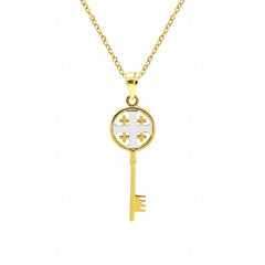 KEY PENDANT TWO-TONE WITH CABLE CHAIN IN 18K GOLD