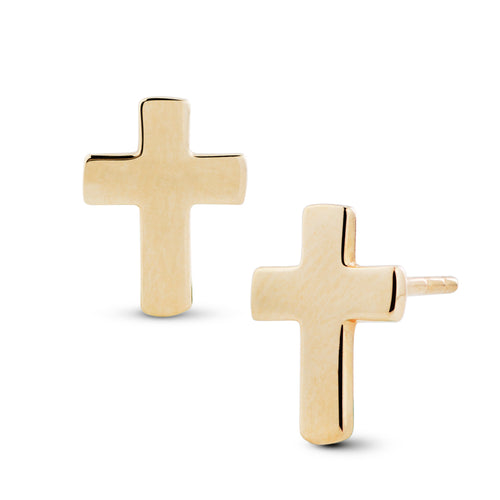 CROSS EARRINGS IN 14K YG