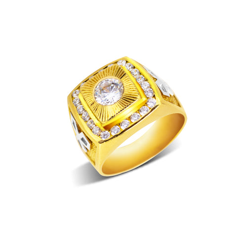 MEN'S RING WITH CUBIC ZIRCONIAN IN 18K GOLD