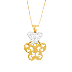 BUTTERFLY PENDANT TWO-TONE WITH BOX CHAIN IN 18K YG