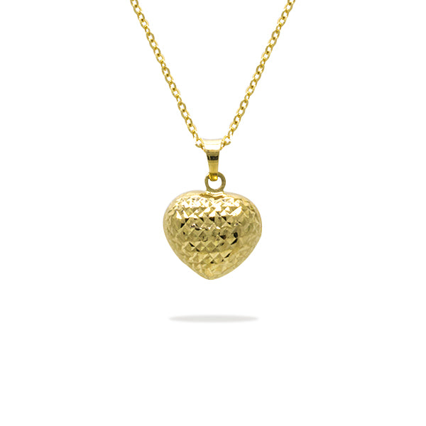 HEART DIAMOND CUT PENDANT WITH CHAIN IN 18K YELLOW GOLD