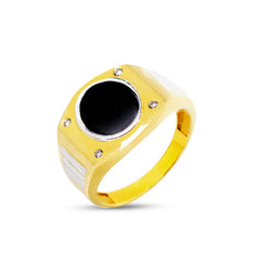 MEN'S RING WITH BLACK ONYX IN 18K TWO TONE GOLD