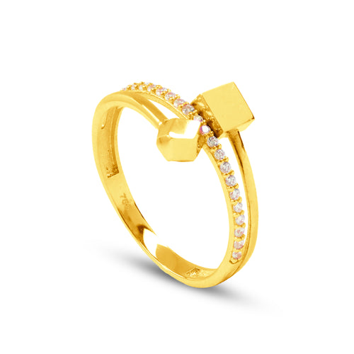 LADIES RING WITH SIDE SHAPED IN 18K YELLOW GOLD