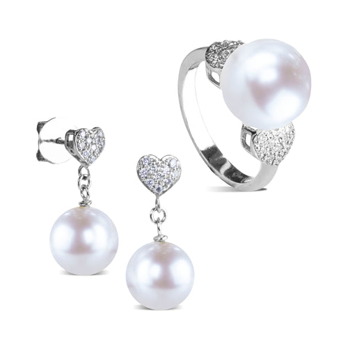 SOUTH SEA PEARL HEART PAVE DIAMOND SET IN 14K WHITE GOLD