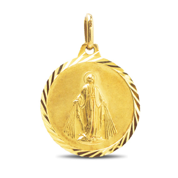 SPANISH MEDAL WITH MIRACULOUS & SACRED HEART IN 14K TWO-TONE GOLD