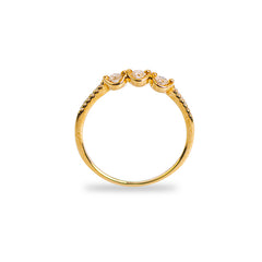 BEZEL DIAMOND RING WITH SIDE STONES IN 14K YELLOW GOLD