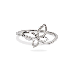 BUTTERFLY DIAMOND PINKY RING IN 14K WHITE GOLD