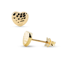 HEART-SHAPED TEXTURED STUDS 18K YG