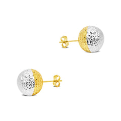 TWO-TONE TEXTURED BALL EARRINGS IN 18K GOLD